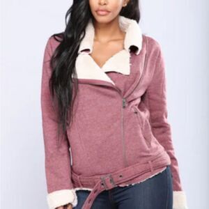 Love Tree Pink  Sherpa Lined Jacket. Size Small.